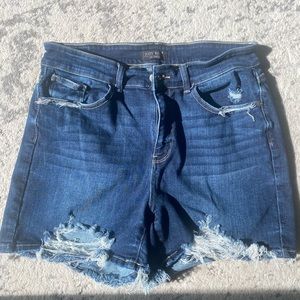 Judy Blue Dark Wash Distressed Jean Shorts